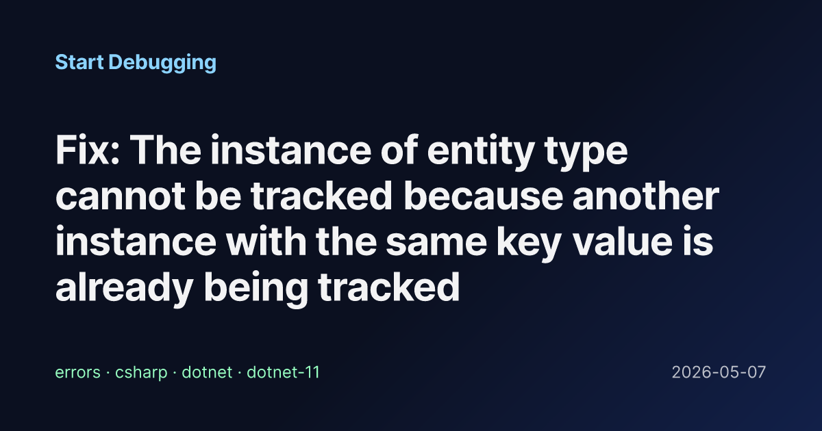 Fix: The instance of entity type cannot be tracked because another ...