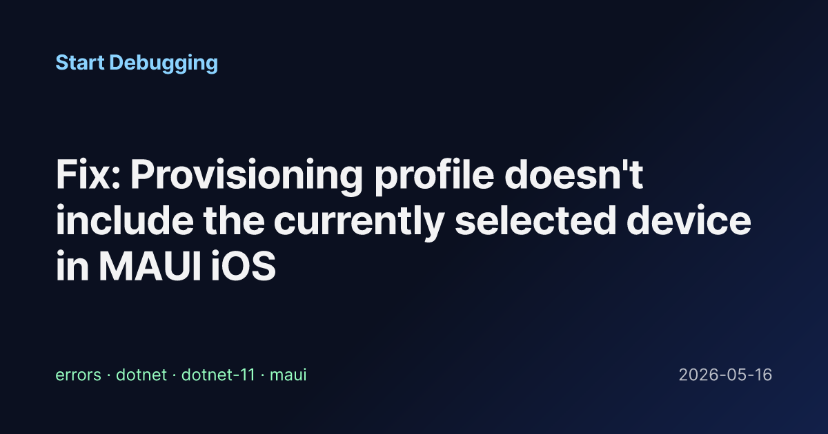Fix: Provisioning profile doesn't include the currently selected device ...