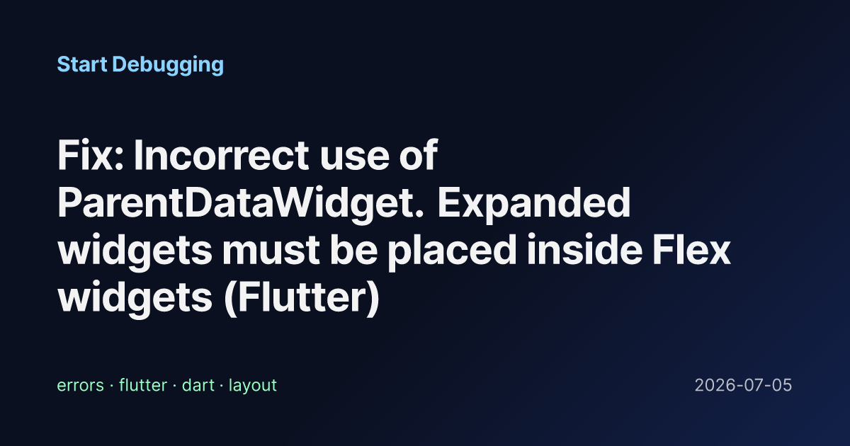 Fix: Incorrect use of ParentDataWidget. Expanded widgets must be placed ...